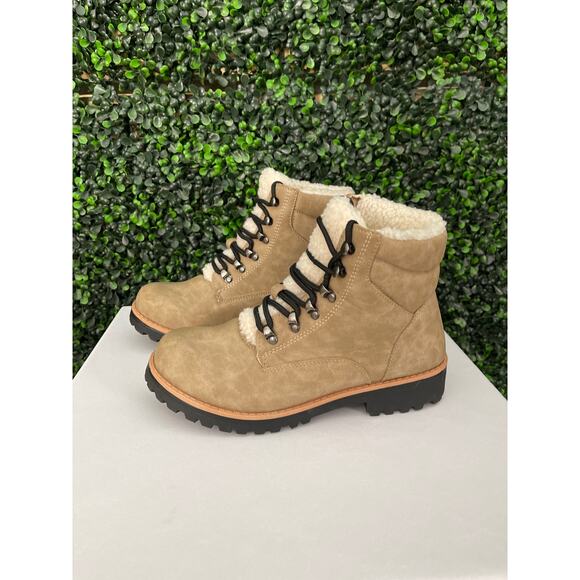 YO KI Women’s Lace up Boot, Faux Fur Lining, Size 39 (8.5) Chunky Heel - Picture 5 of 7